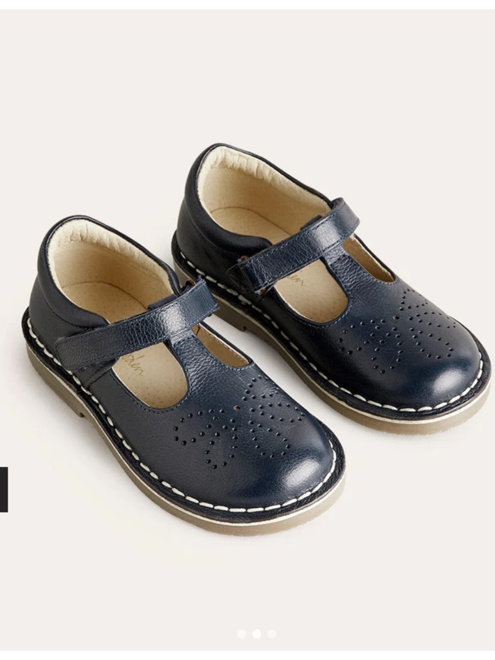 Mini Boden NWT Leather T-Bar Flats black Girls Mary Janes Velcro Box Girls 12